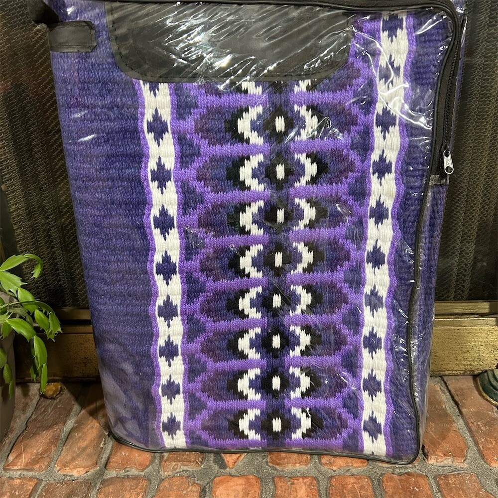 Dimestore Saddle Blanket Pad Purple Geometric Pattern w/ Bag
